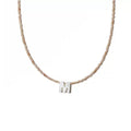 Personalized Minimalistic Initial Necklace Bohemian Style Delicate Natural Shell Beads Stainless Steel Tiny Letter Charm