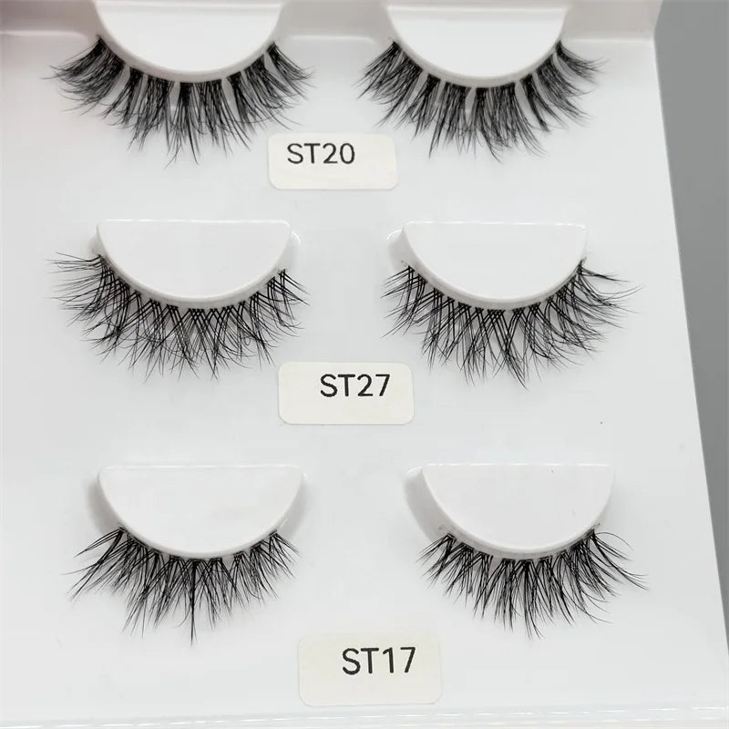 Wholesale Hand Made Soft Synthetic Reusable Cruelty-Free Super Fine Fake Eyelashes Private Label Eyelash with Lashbox Packaging