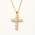 Popular Hiphop Ice Out Jewelry 14k Gold Plated Copper Tennis Cross Necklace Women Mens Cz Cross Necklace