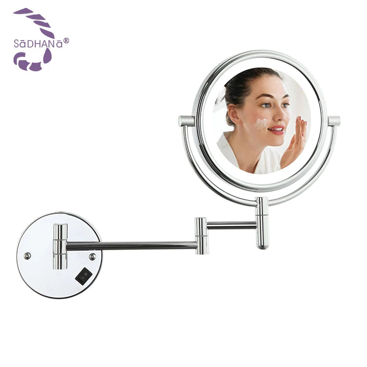 Professional Led Mirror Lights Wall Mounted Illuminated  Bath Round Mirrors 1X 3X 5X 7X Magnifying 360 Shaving Mirror
