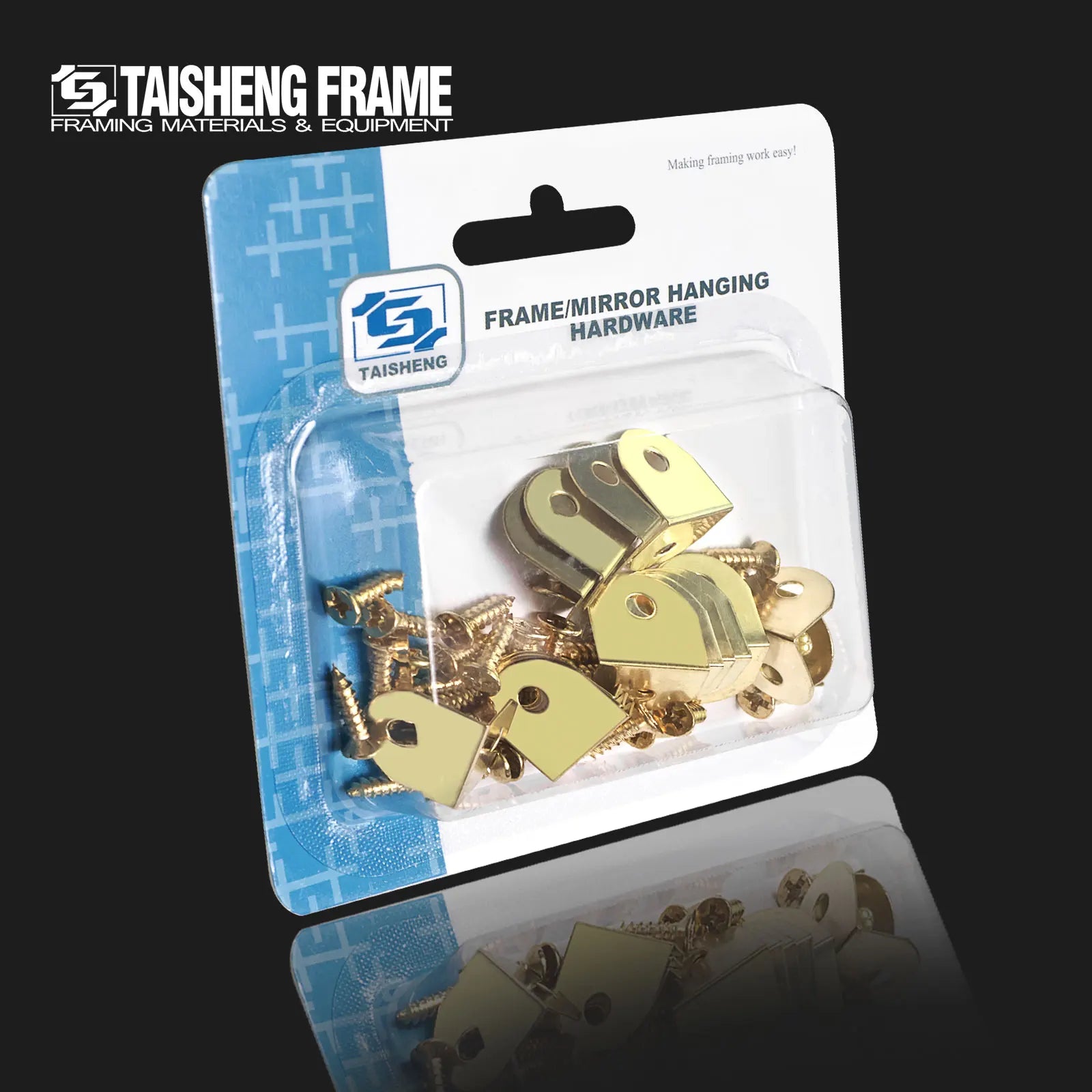 TS-K125 Golden Plated Heavy Duty L-Shaped Bracket 60sets Corner Braces 14*14mm L Brackets Fasteners Assorted Hook Fasteners Kit