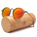 Designer Men and Women Retro Sunglasses Handmade Real Wooden Frame Polarized Round Steampunk Wood Shades in Blue Gold Red