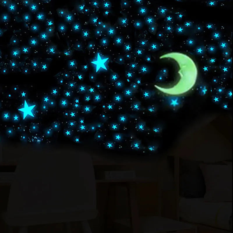 100 Pcs 3cm Luminous Stars Wall Stickers XJ0273 DIY Home Decor for Dark Living Room for Christmas & Easter Decor