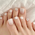 Wholesale 24Pcs Customizable Packaging Logo Fake Toenails Gentle Summer Beach False Toenails Press on Toes Nails