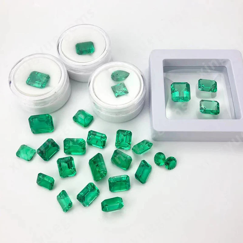 Xingyue Wholesale Lab Grown Loose Gemstones Green Color  Fancy Shape Columbian Emerald Stone