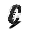 Stainless Steel Leather Man Bracelet Fashion Jewelry Personalized Custom ID Name Leather Bracelet for Man