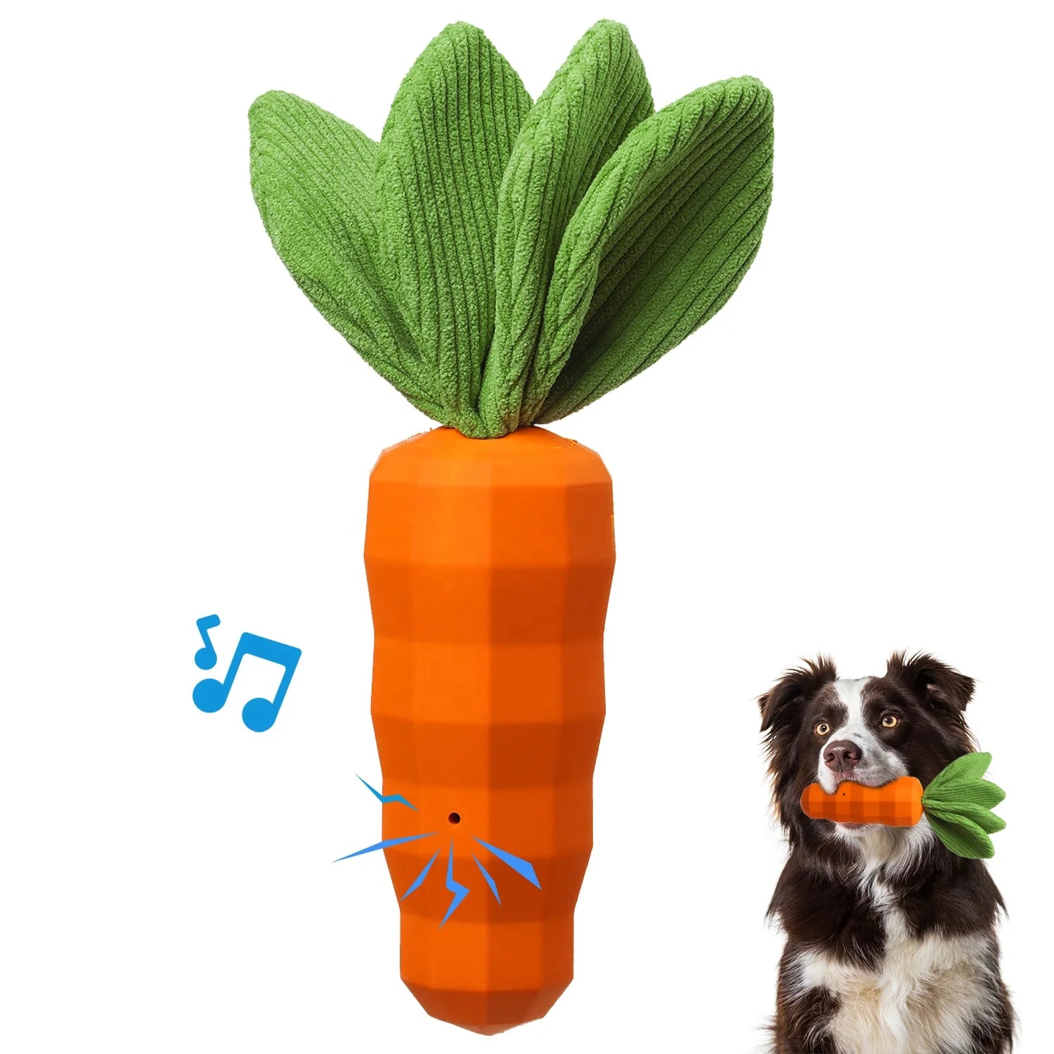 Vegetable Carrot Chew Indestructible Squeaky Dog Toy Actively Chew Rubber Interactive Dog Toy