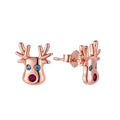 Christmas Girls Gift Earrings Jewelry 925 Sterling Silver Gold Plated Tiny Cz Milu Deer Stud Christmas Earrings