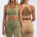 Woman's Seamless Gym 2 Piece Open Back Fitness Active Wear Sculpt Bum Workout Yoga Sets for Women