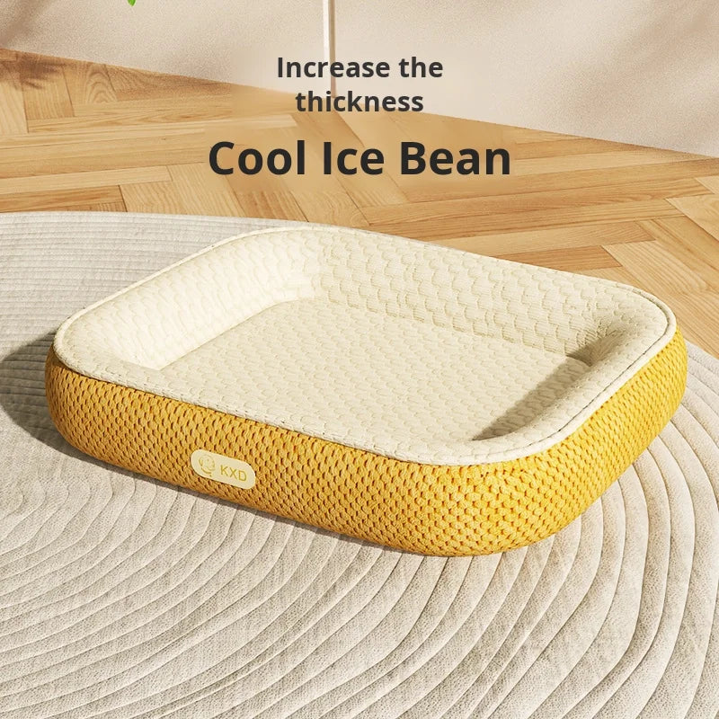 New Eco-Friendly All-Season Universal Pet Mat Solid Pattern Ice Bean Dog & Cat Bed Winter & Summer Cool Made Memory Foam Linen