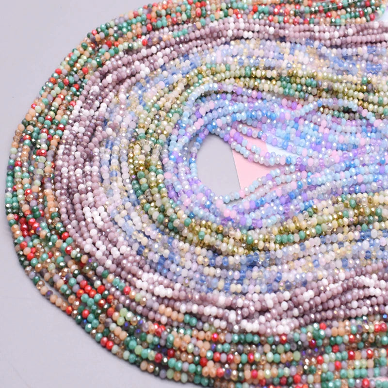 New Color 2mm Crystal Rondel Faceted Beads Round Crystal Glass Beads Loose Spacer Beads for Jewelry Making DIY Necklace Bracelet