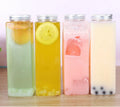 Empty Custom Logo Print 380ml 500ml Cold Juice Square Boba Milk Tea Bottle With Aluminum Cap