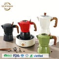 Kingze Portable Stovetop Espresso Coffee Maker Double Valve Aluminium 2 Cups Italian Moka Pot for Home Office Outdoor Travel