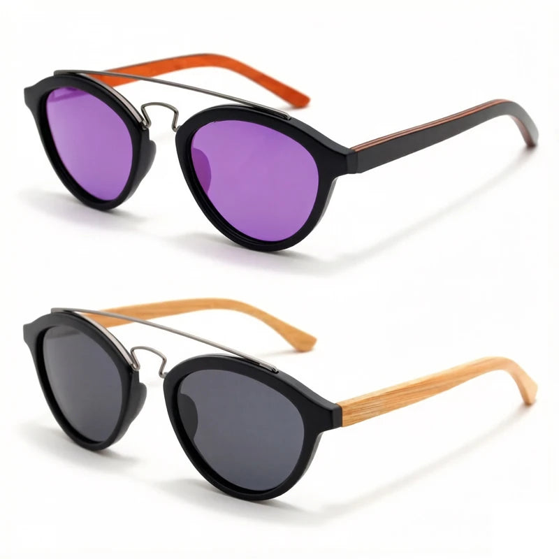Mirror Polarized Glasses Custom Logo Wooden Sunglasses for Men