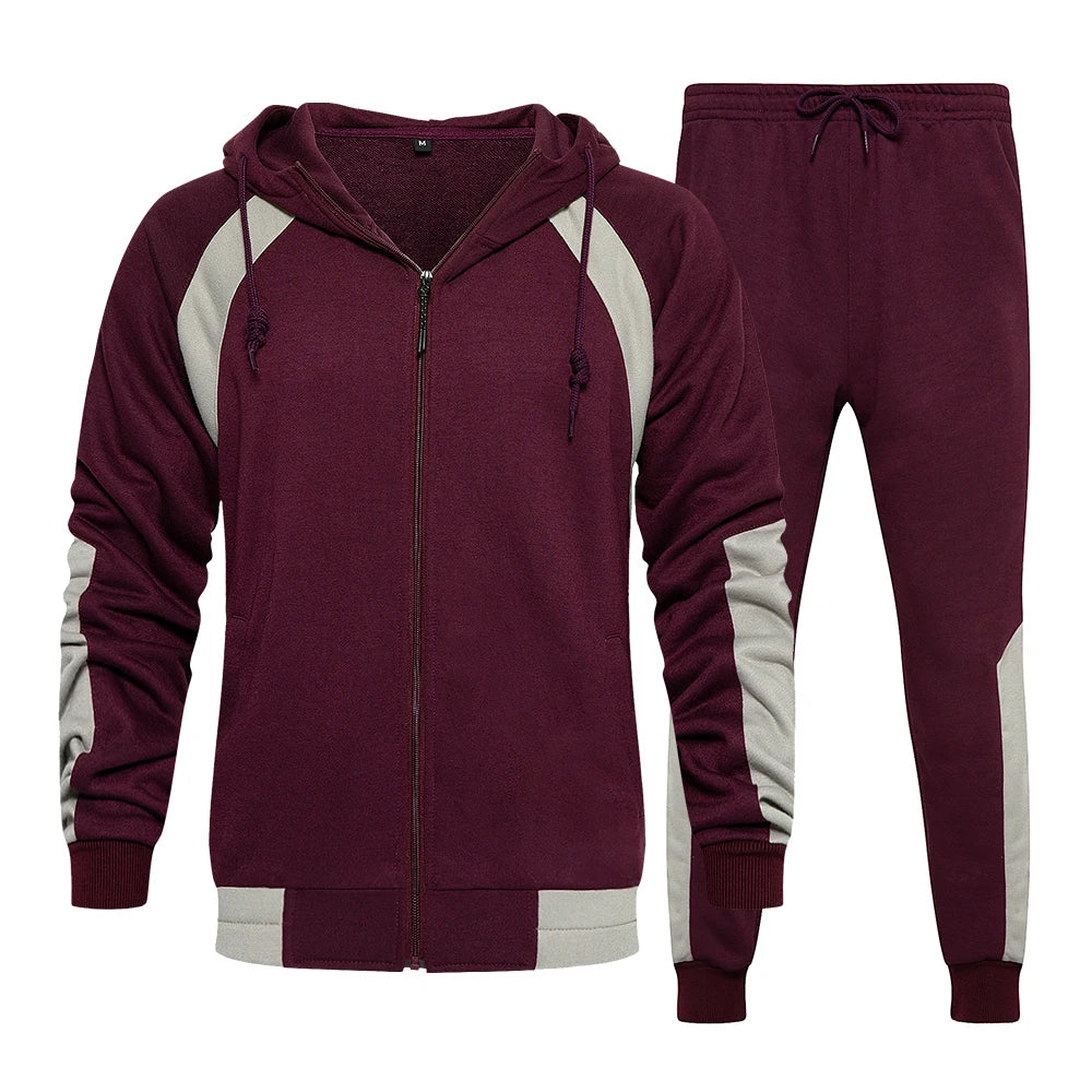 Wholesale Autumn Embroidered Polyester/Cotton Zipper-Up Fleece Loose Fit Ttracksuits for Men Logo Stacked Sweatsuit Sets