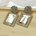ZA Colorful Rhinestone Geometric Metal Earrings Clear Glass Stone Drop Earrings Accessories Chic Jewelry for Women