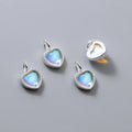 Tiny Heart Shaped Gemstone Drop Pendant in  Moonstone Gemstone S925 Sterling Silver Bezel Stone