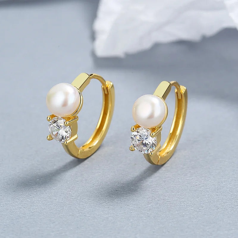 Hainon Pearl Earrings Natural Freshwater Pearls 925 Sterling Silver Earrings Pearl Jewelry Women Wedding Gifts