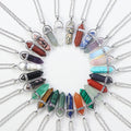 Natural Carved Crystal Chakra Healing Stone Double Point Bullet Hexagon Pendulum Pendant