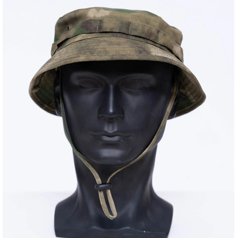 Tactical Camouflage Brim Hat Breathable Bucket Hat for Mountaineering & Fishing Adjustable Sunshade Cap