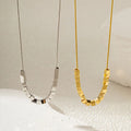 NS1391  Non Tarnish Waterproof Chic Dainty Mini 18k Gold Plated Stainless Steel Sugar Cubes Square Box Beads Necklace for Women