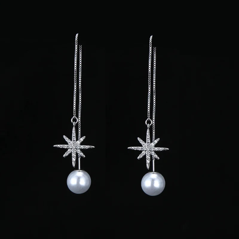 Tassel pearl Earring 925 Sterling Silver Long drop Earrings For Women 2021Jewelry Gift