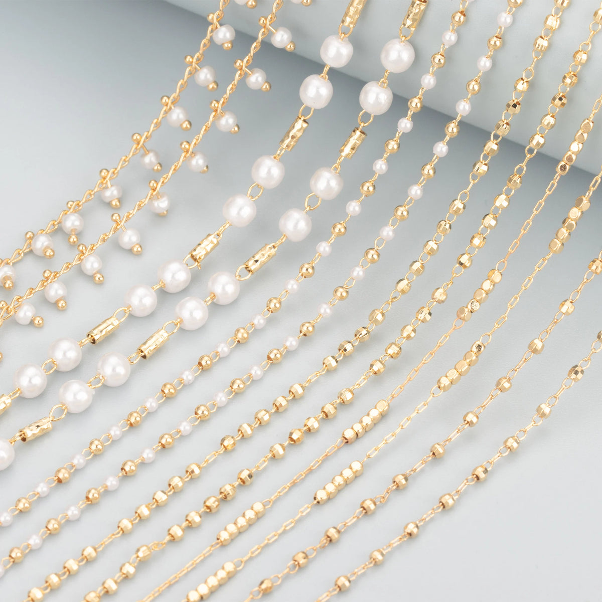 C79 1m/Lot 18K Gold Plated Copper Pearl Nickel Free Metal Jewelry Accessories for DIY Chain Necklace Making Passes REACH MegaBDM