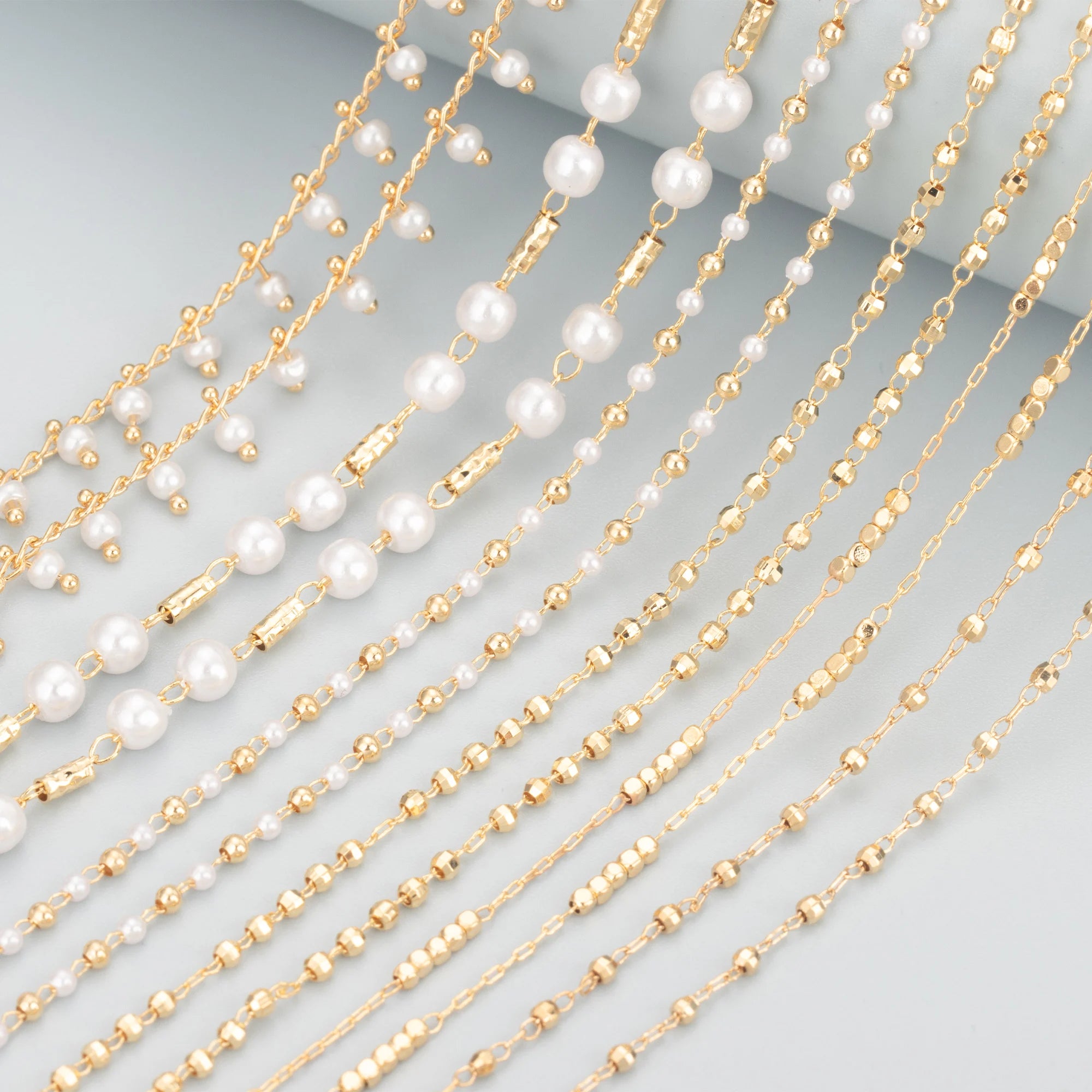 C79 1m/Lot 18K Gold Plated Copper Pearl Nickel Free Metal Jewelry Accessories for DIY Chain Necklace Making Passes REACH