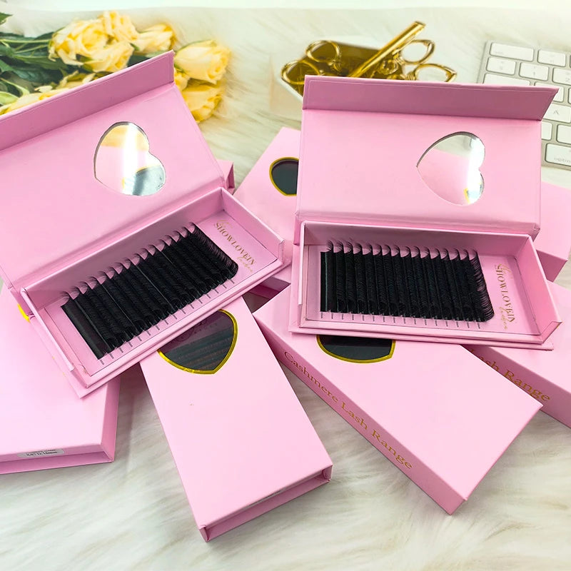 Black and Fluffy Cashmere Mink Eyelash Extension Custom Logo Cashmere Fluffy Matte Black Lash Tray