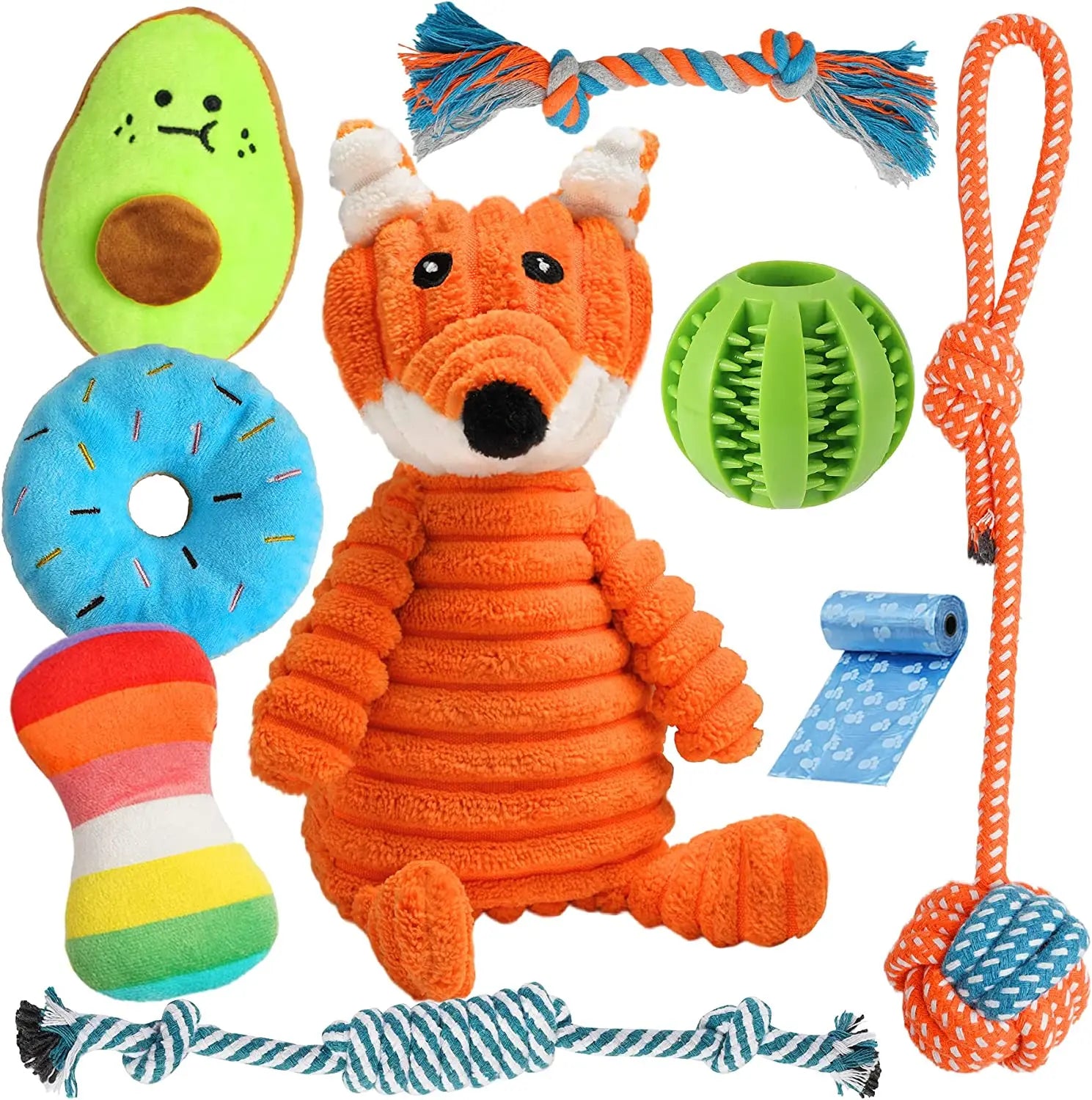 Pet Dog Plush Animal Chewing Toy Wear-resistant Squeak Cute Bear Fox Toys for Dog Puppy Teddy Interactive Chew Toy Supplies