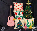 New Christmas Pillow Cover Linen Christmas Tree Circle Velvet Embroidery Home Cushion Cover Living Room Sofa Decor Pillow Cases