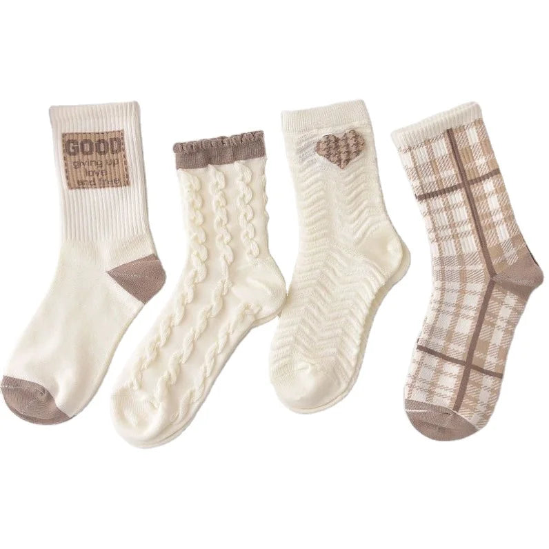 Women's Men's Spring Instagram Regular Crew Sports Socks Digital Printing Breathable Jacquard Technology Sweat-Absorbent