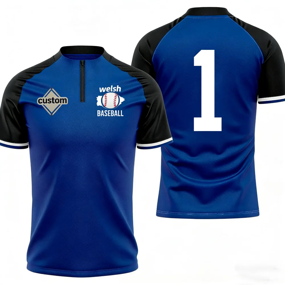 Custom Logo 1/4 Zipper Baseball Top Pullover Breathable Plus Size Quick Dry Polyester Short Sleeve Softball Batting Cage Jacket