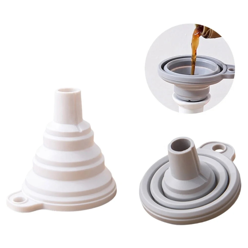 Customized Color Silicone Funnel Collapsible Food Grade Silicone Funnel for Oil Liquid Transfer Portable Foldable Funnel