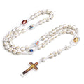 Wholesale 10mm Cross Charm Rosary Beaded Necklaces Cross Beads Handmade Religious Jewelry