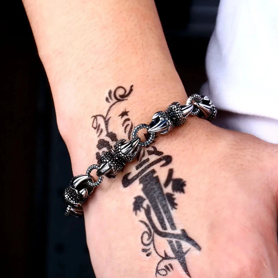 Wholesale 316L Never Fade Stainless Steel Punk Rock Men's Bracelets Gold Special Pattern Design for Biker Hip Hop Gift Idea