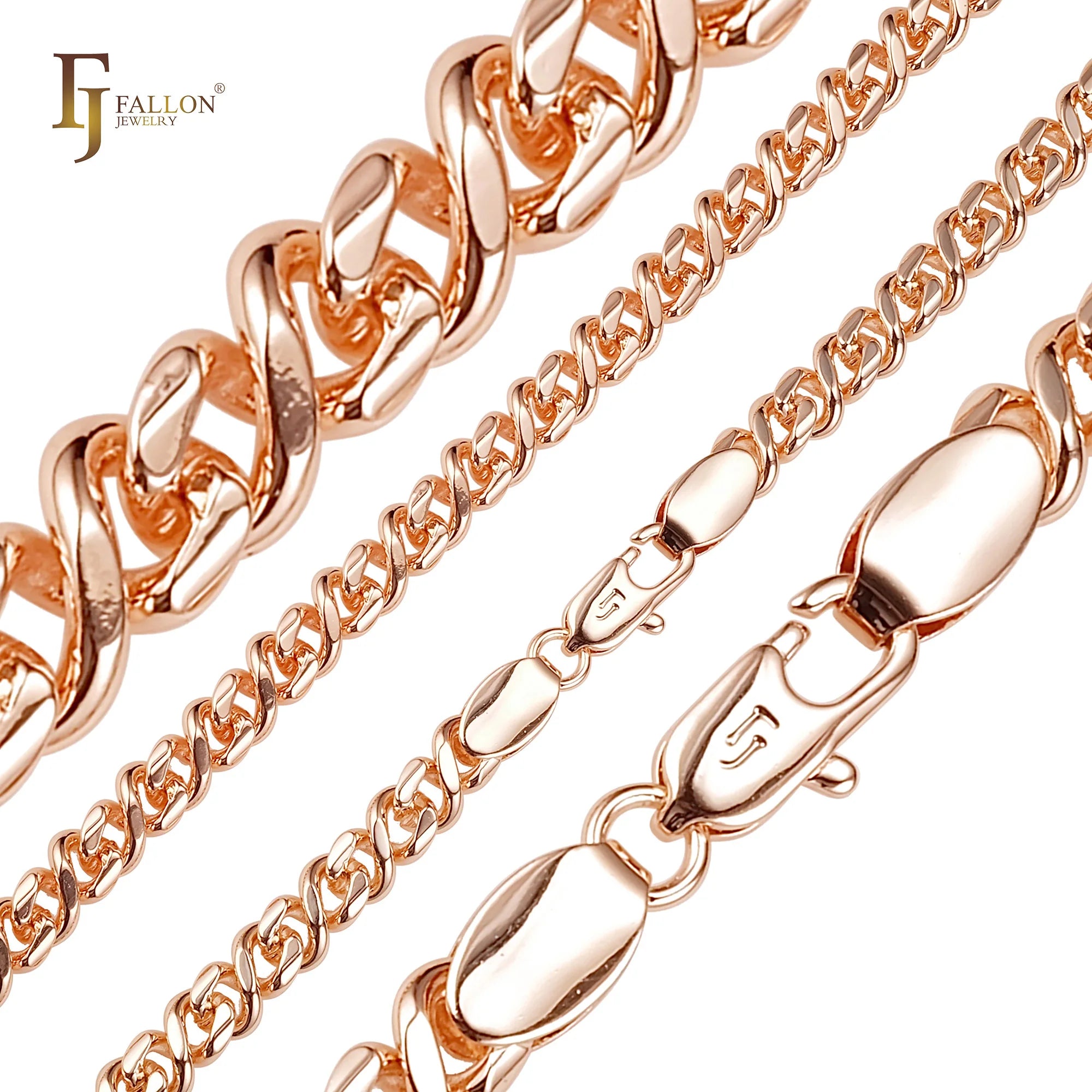 5.2mm FJ Fallon Fashion Jewelry Classic Infinity 8 Link Chain Plated in Rose Gold Brass Based