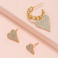 Factory Custom Hot Selling 18K Brass Earrings Korean Version Fashion Love Super Flash Full Drill Stud Three-Piece Ear Stud Sets