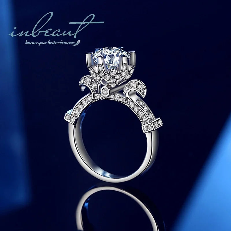 Silver 925 Original Brilliant Cut 3 Carat Diamond Test Past D Color Moissanite Wedding Ring for Teen Girls Gift Fine Jewelry