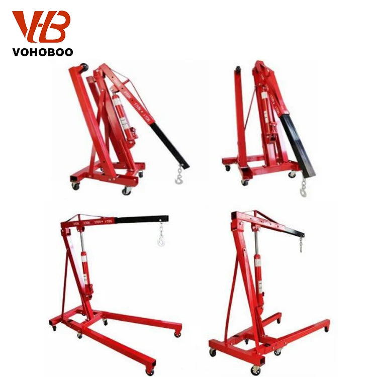 1t 2t 3ton Portable Folding Hydraulic Pump Car Shop Engine Hoist Crane with Engine Stand