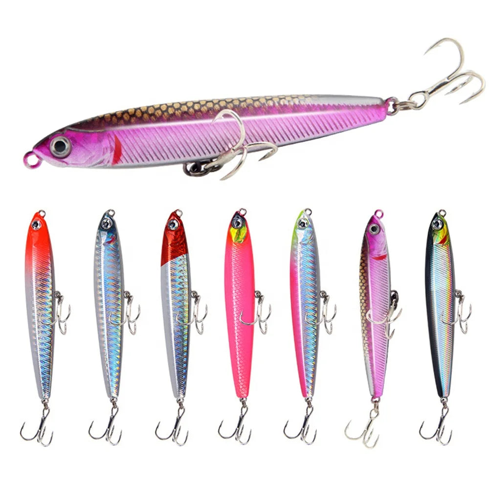 NeBility Pencil Stick Decoy 80mm 10g 3D Eye Two-hook Sinking Pencil Decoy
