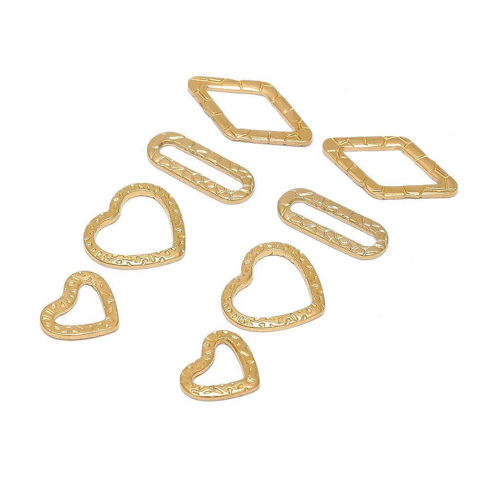 Cracked Oval Heart Charms Connectors for DIY Jewelry Making Earring Necklace Bracelet Accessories Supplies