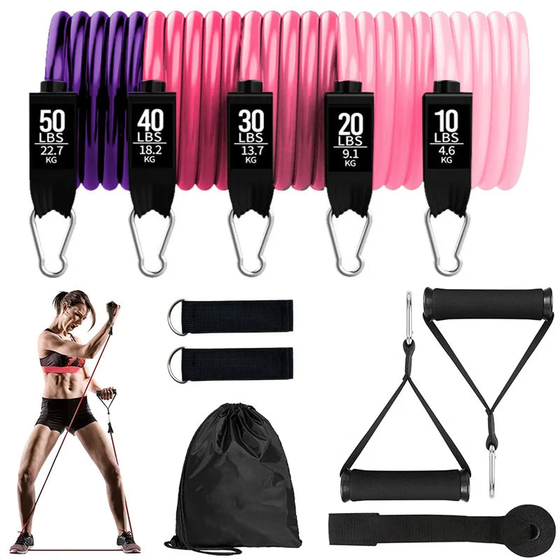 CHENGMO SPORTS 150LBS New Arrival 11pcs Resistance Bands Sets TPE Latex Loop Resistance Bands Exercise Equipment for Home Gym