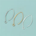Simple Big French Ear Hooks Soild 925 Sterling Silver V Shaped Earring Hook for Earring Making Findings Component