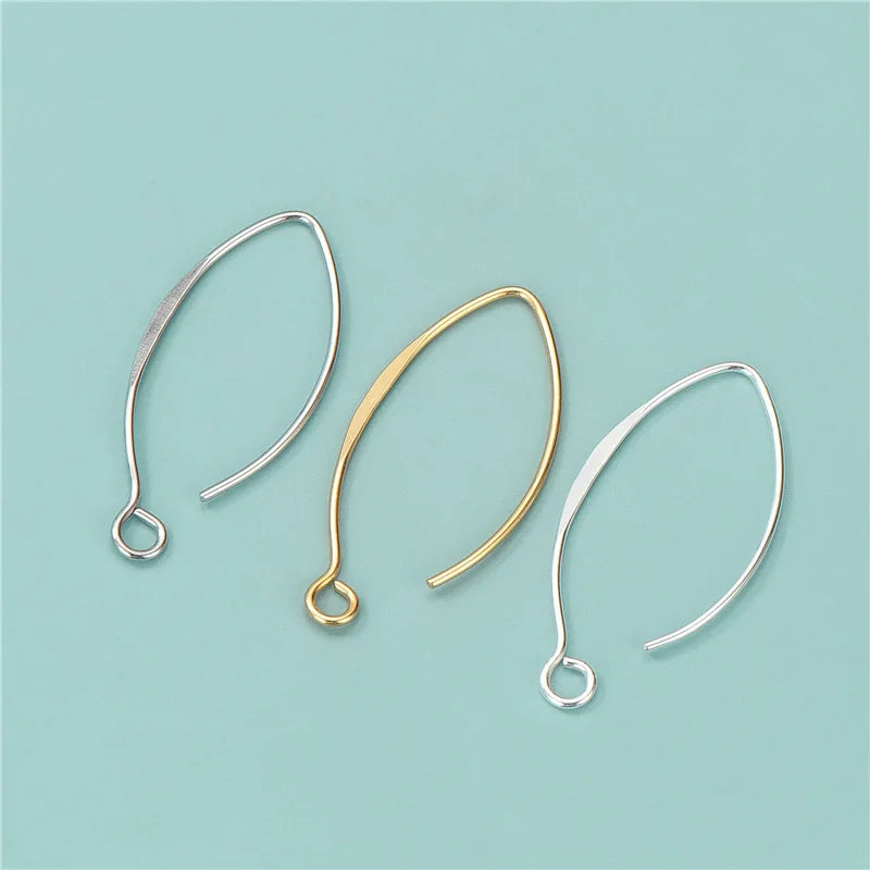 Simple Big French Ear Hooks Soild 925 Sterling Silver V Shaped Earring Hook for Earring Making Findings Component