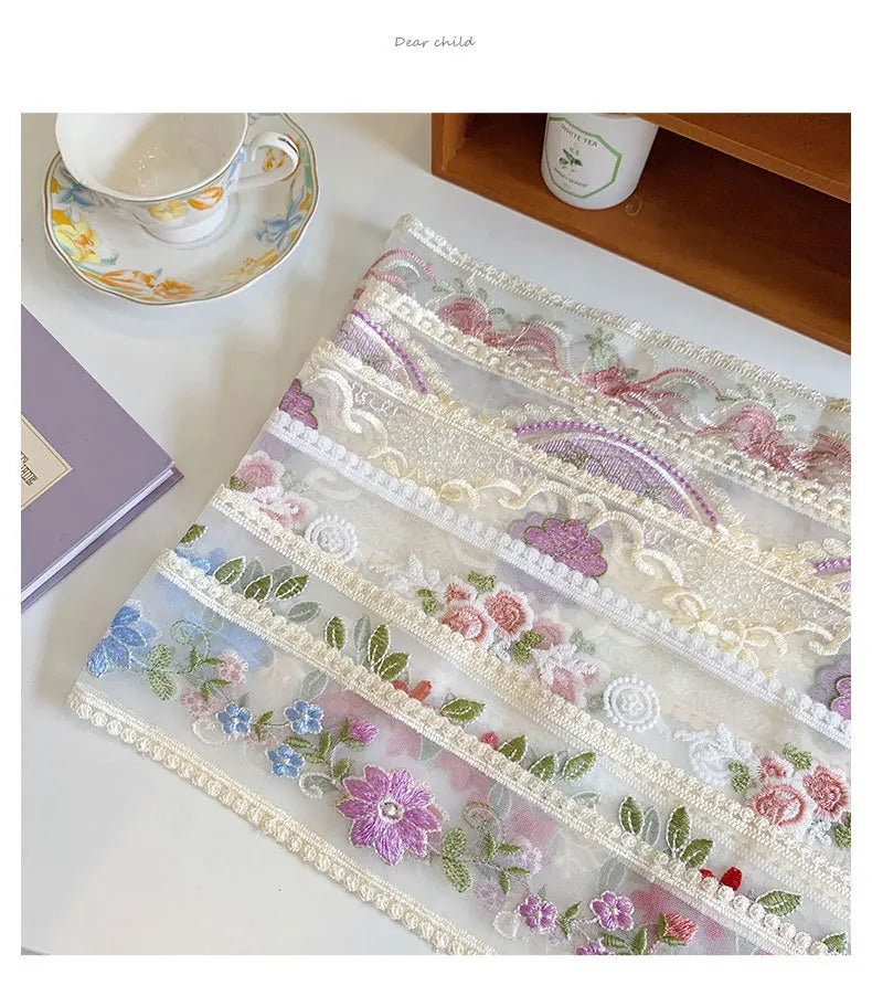 Fresh Mesh Lace 9cm Wedding Home Textile Fabric Embroidery Barcode Handmade DIY Lace