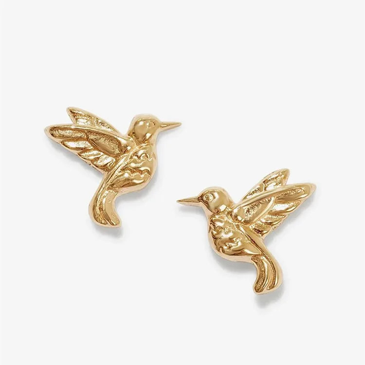 Tiny Cute 18k Real Gold Plated 925 Sterling Silver Bird Stud Earrings Wholesale