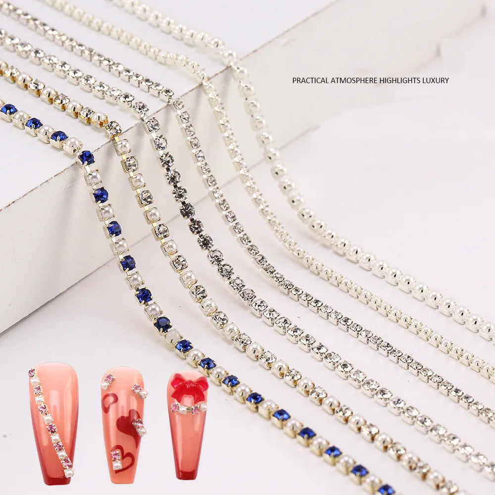 2025 Crystal Hot Selling Silver and Gold Cup Chain for Nail Art Jewelry Fashion Nail Decoration Chain Metal Chain