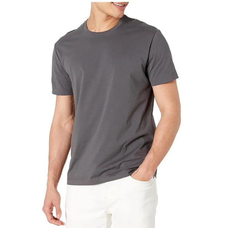 Men's Round Neck Plain t Shirts for Men Short Sleeve Solid Color Custom logo Regular Fit Casual t Shirts