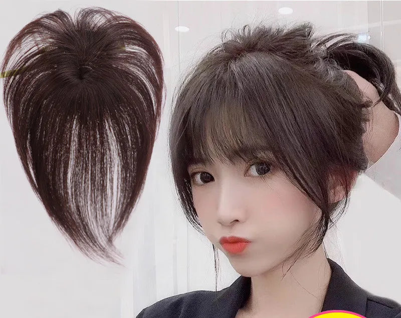 LONGFOR Wholesale Indian Hair Middle Part Straight Bangs Female Real Hair Wig Piece Replacement Block Natural Cover White Hair